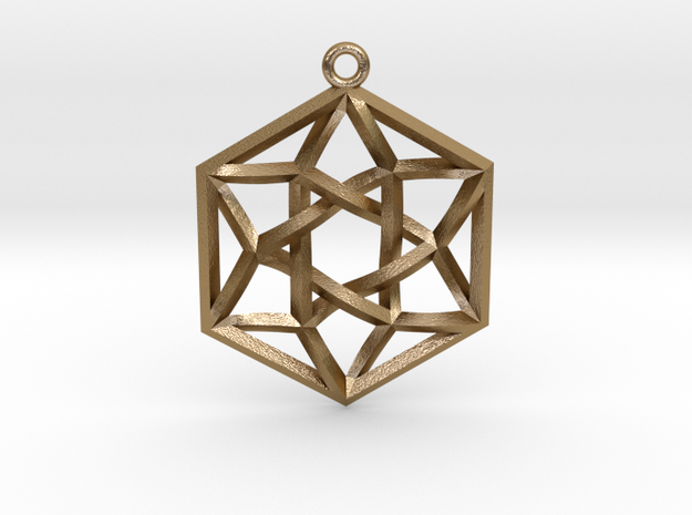 Woven Vector Equilibrium Pendant v2  1.2" in Polished Gold Steel