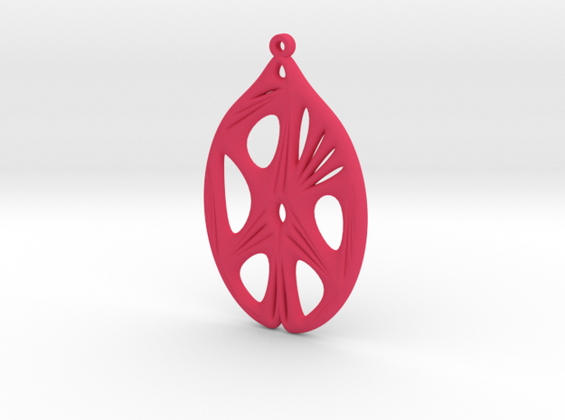 Voronoi Catenoid Curve Earring (001a) in Pink Processed Versatile Plastic