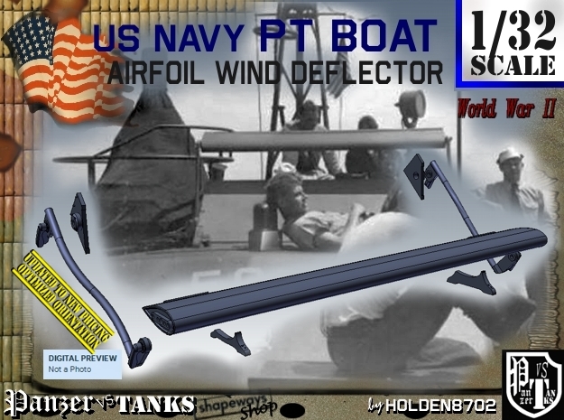 1/32 PT Boat Airfoil Wind Deflector Set001 in Tan Fine Detail Plastic