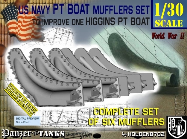 1/30 PT Boat Higgins Muffler Set101 in Tan Fine Detail Plastic