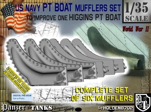 1/35 PT Boat Higgins Muffler Set101 in Tan Fine Detail Plastic