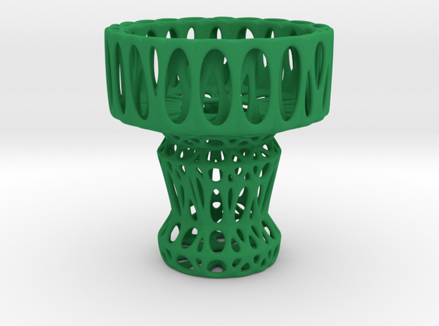 Voronoi Tea Light Holder (04) in Green Processed Versatile Plastic