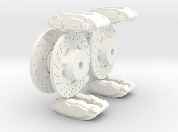 Calipers 1/12 & rotors  V1 x4 in White Processed Versatile Plastic
