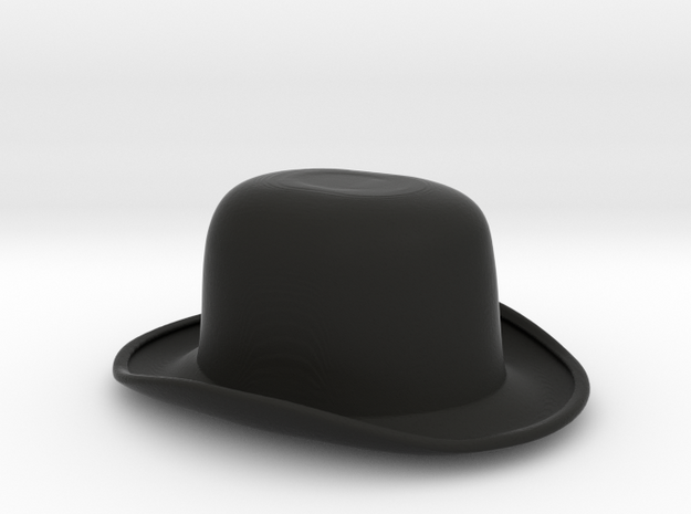 Flat-topped Bowler Hat (1:6 Scale) in Black Natural Versatile Plastic