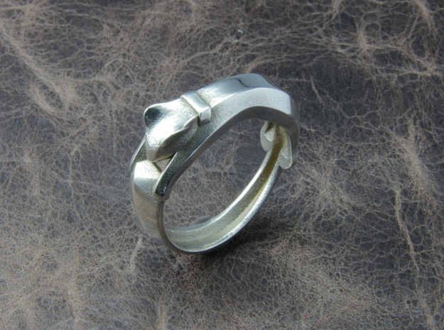 Cat Ring in Polished Silver: 8 / 56.75