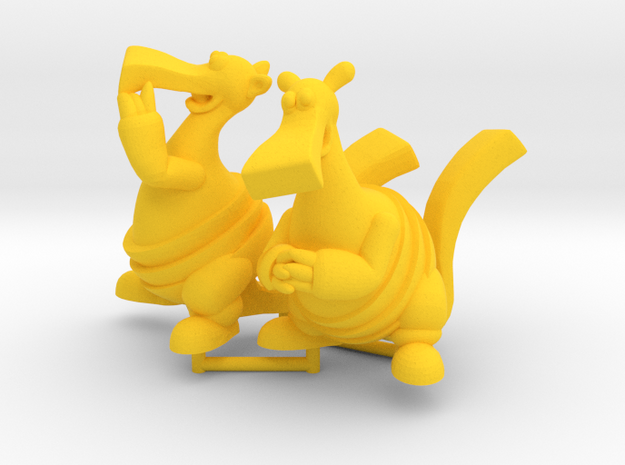 Bic and Bac Figurines in Yellow Processed Versatile Plastic: Large