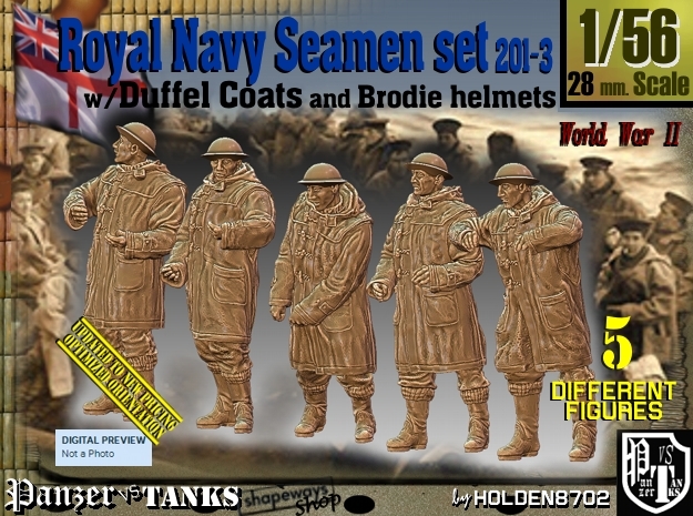 1/56 Royal Navy Duffel Coat Set201-3 in Tan Fine Detail Plastic