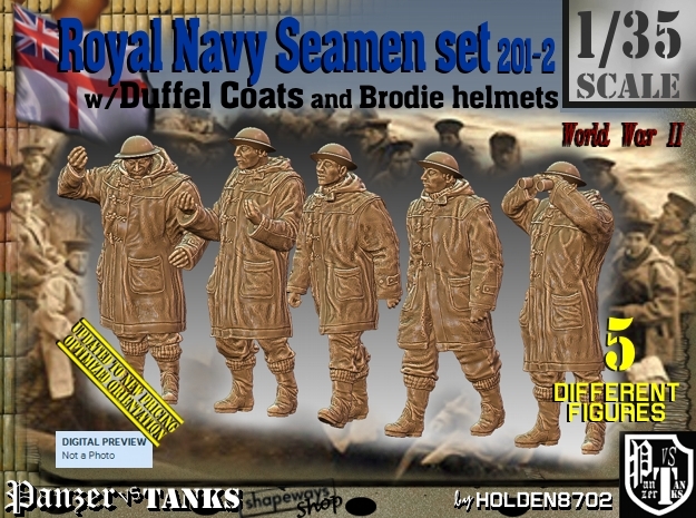 1/35 Royal Navy Duffel Coat Set201-2 in Tan Fine Detail Plastic