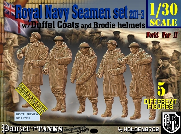 1/30 Royal Navy Duffel Coat Set201-3 in White Natural Versatile Plastic