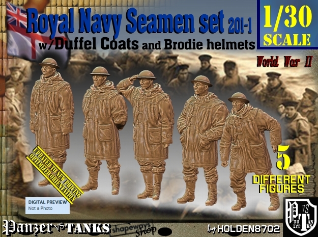 1/30 Royal Navy Duffel Coat Set201-1 in White Natural Versatile Plastic