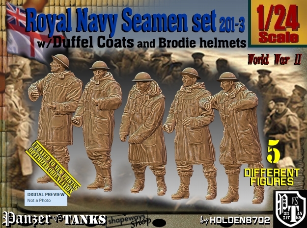 1/24 Royal Navy Duffel Coat Set201-3 in White Natural Versatile Plastic