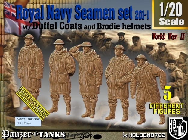 1/20 Royal Navy Duffel Coat Set201-1 in White Natural Versatile Plastic
