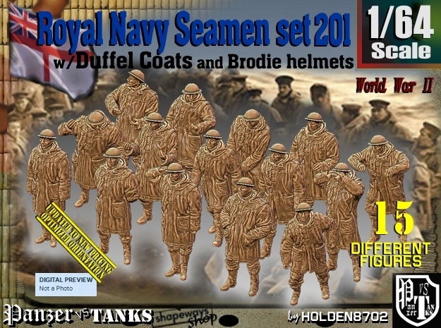 1/64 RN Seamen Duffel Coat Set201 in Tan Fine Detail Plastic
