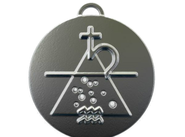Aquarius Talisman in Fine Detail Polished Silver