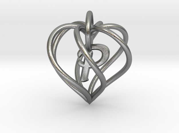 My Heart is Yours pendant, interlocking Initial P in Natural Silver (Interlocking Parts)