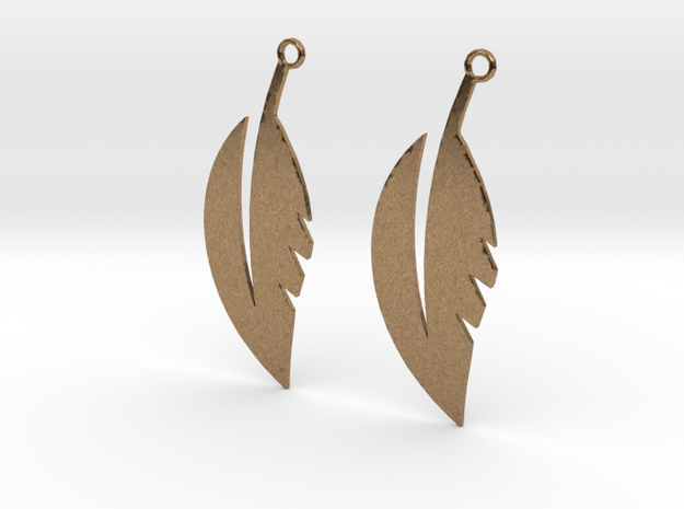 Feather Earrings in Natural Brass