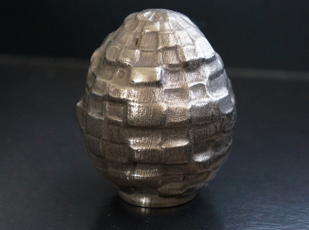 The Blockchain Egg . (75-125-175mm) in Polished Bronze Steel: Small