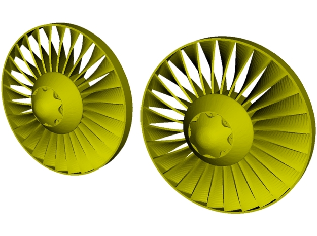 Ø26mm jet engine turbine fan B x 2 in Tan Fine Detail Plastic