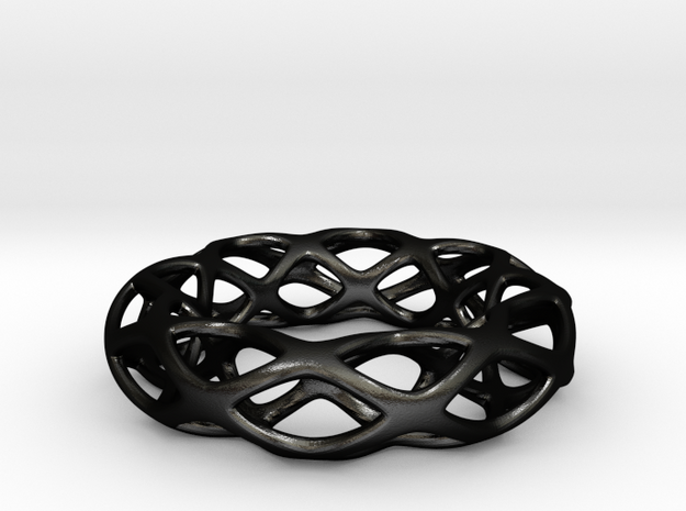 Voronoi Torus pendant  in Matte Black Steel