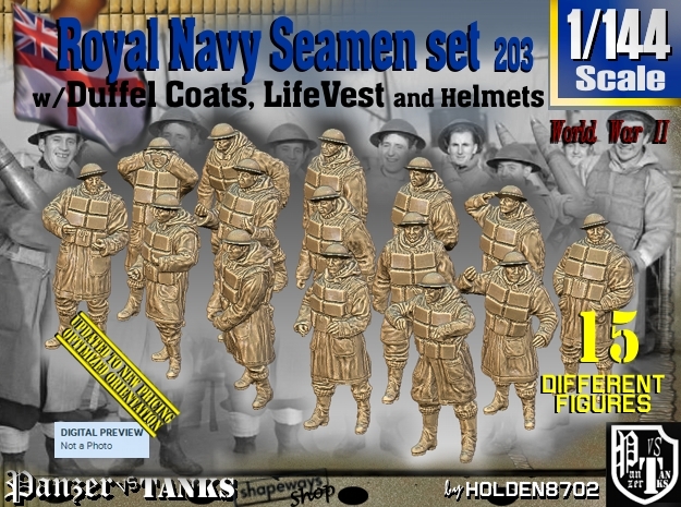 1/144 Royal Navy D-Coat+Lifevst Set203 in Tan Fine Detail Plastic