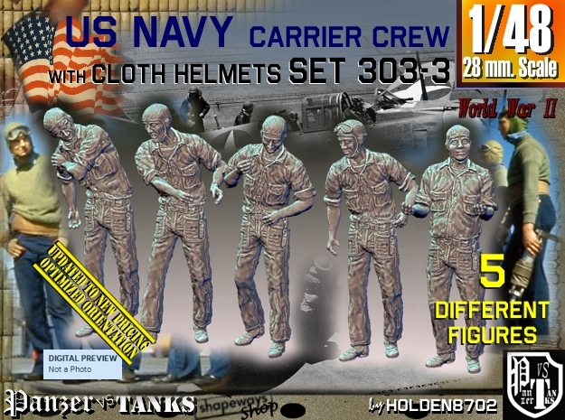 1/48 USN Carrier Deck Crew Set303-3 in Tan Fine Detail Plastic