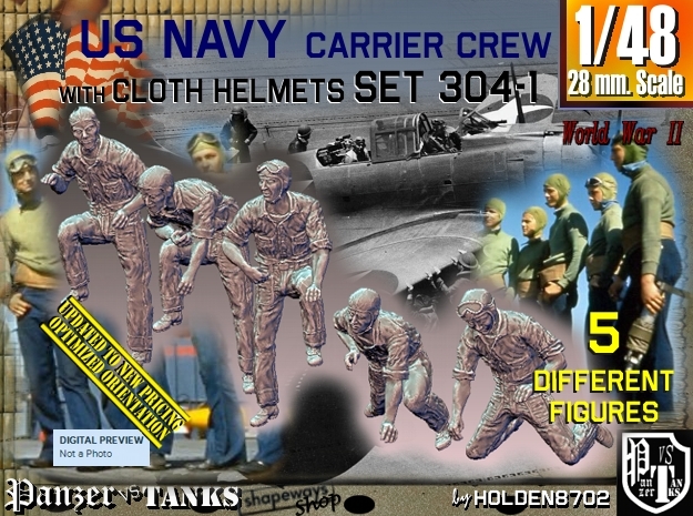 1/48 USN Carrier Deck Crew Set304-1 in Tan Fine Detail Plastic