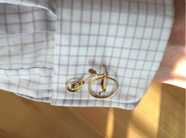 Vintage Bicycle Cufflink in Polished Brass