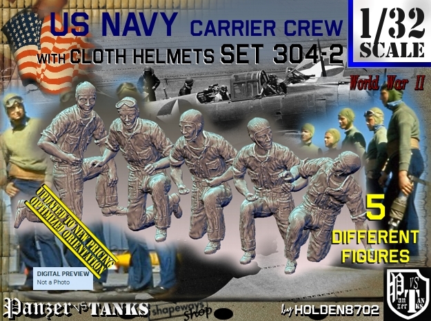 1/32 USN Carrier Deck Crew Set304-2 in Tan Fine Detail Plastic
