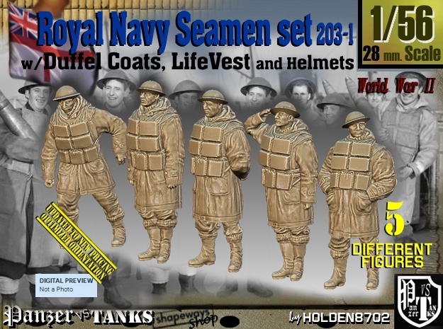 1/56 Royal Navy D-Coat+Lifevst Set203-1 in Tan Fine Detail Plastic