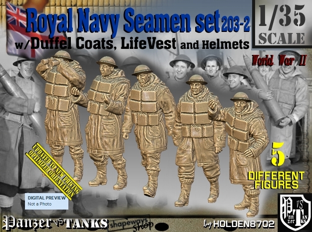1/35 Royal Navy D-Coat+Lifevst Set203-2 in Tan Fine Detail Plastic