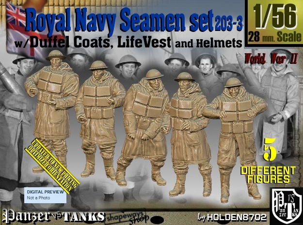 1/56 Royal Navy D-Coat+Lifevst Set203-3 in Tan Fine Detail Plastic