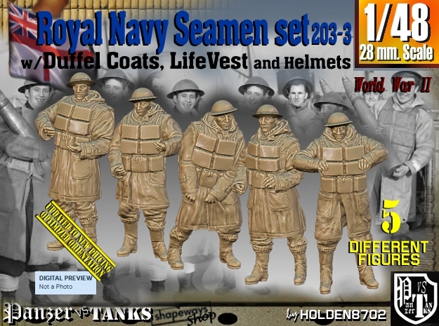 1/48 Royal Navy D-Coat+Lifevst Set203-3 in Tan Fine Detail Plastic