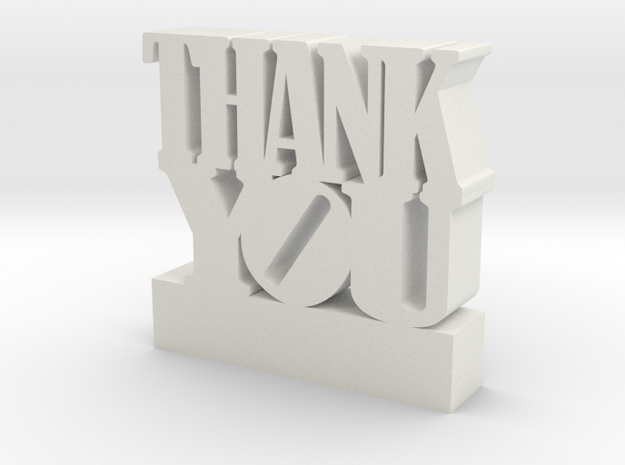 Thank You 3d sculpture with customizable text in White Natural Versatile Plastic