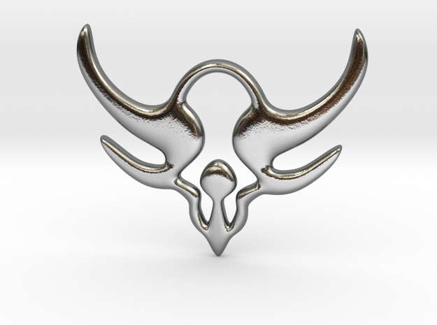 "Horns of power" Pendant in Polished Silver
