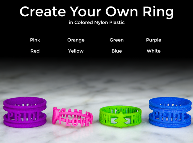 Create Your Own Ring! in White Processed Versatile Plastic: 4 / 46.5