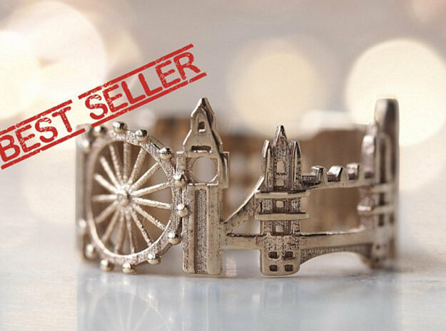 London Ring - Best Seller Gift! in Polished Silver: 5 / 49