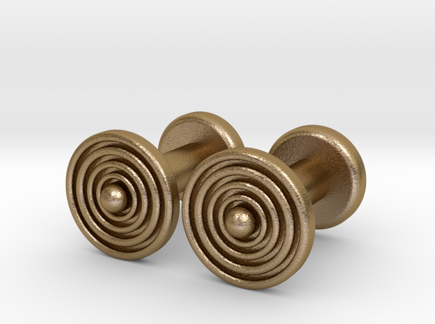 Geometric, Minimalistic Men's Circular Cufflinks in Polished Gold Steel