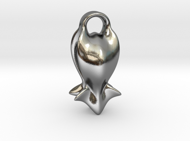 "A fish tail" Pendant in Polished Silver