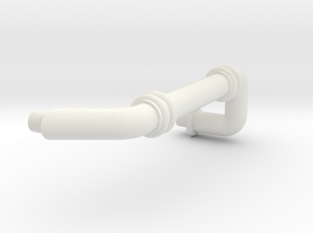 Small Pipe Righthand Bend in White Natural Versatile Plastic