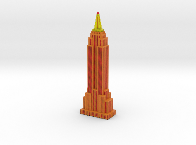 Empire State Building - Orange w Black windows in Full Color Sandstone