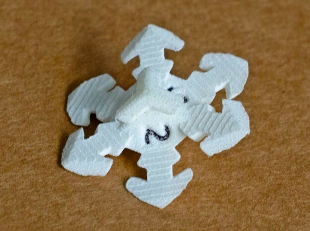 Snowflake D6 in White Natural Versatile Plastic