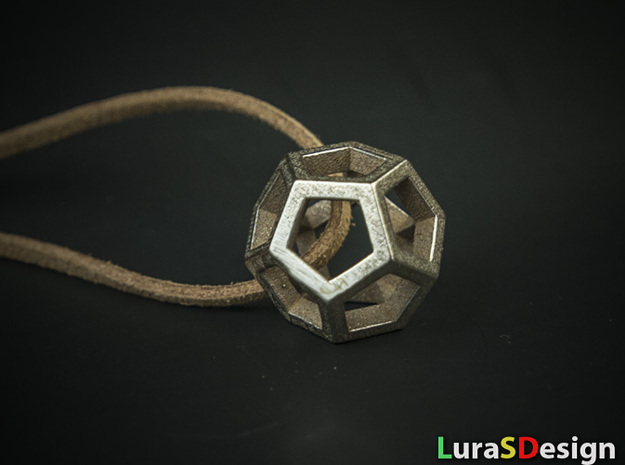 Dodecahedron Pendant in Polished Bronzed Silver Steel