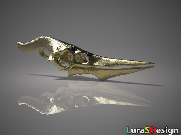 Pteranodon Skull in Polished Bronzed Silver Steel