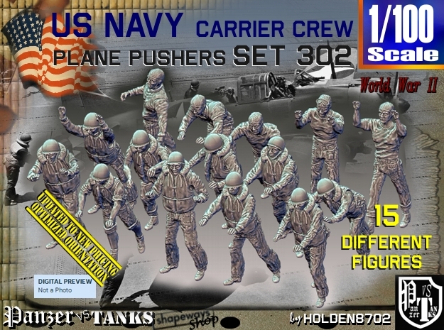 1/100 USN Carrier Deck Pushers Set302 in Tan Fine Detail Plastic
