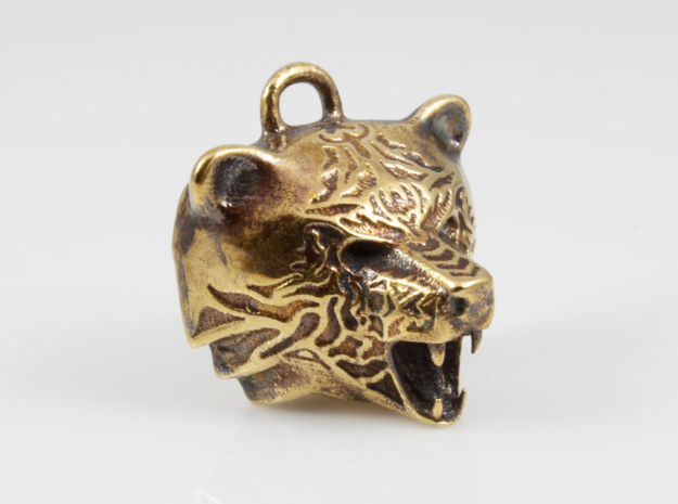 Fire Bear Pendant in Natural Brass