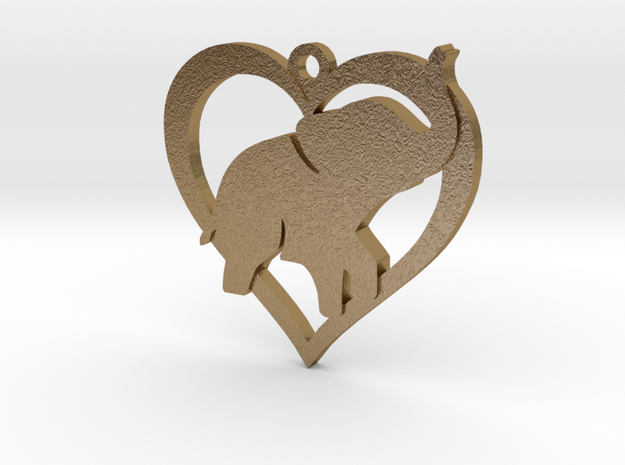 Cute Baby Elephant Pendant in Polished Gold Steel