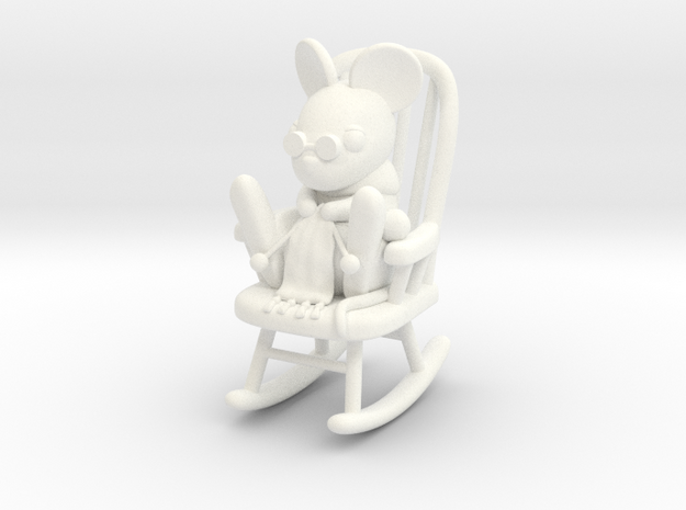Mouse in Rocking Chair in White Processed Versatile Plastic