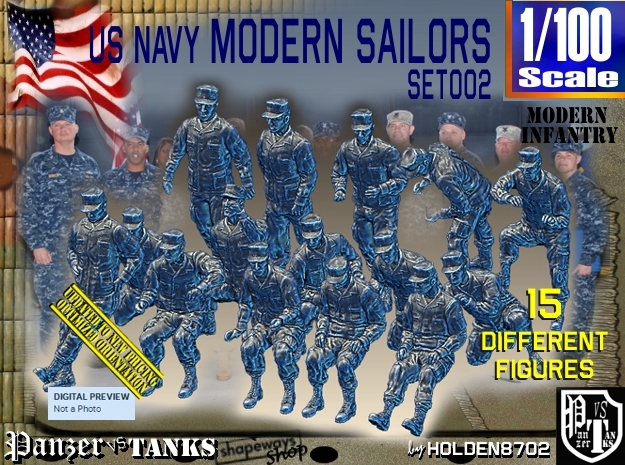 1/100 USN Modern Sailors Set002 in Tan Fine Detail Plastic