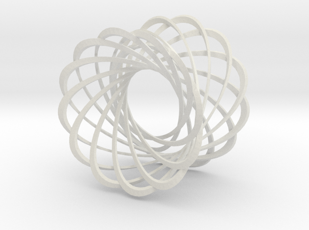 Mobius strips, 12 intertwined in White Natural Versatile Plastic