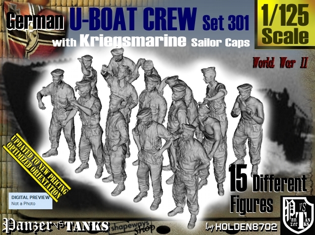 1/125 German U-Boot Crew Set301 in Tan Fine Detail Plastic